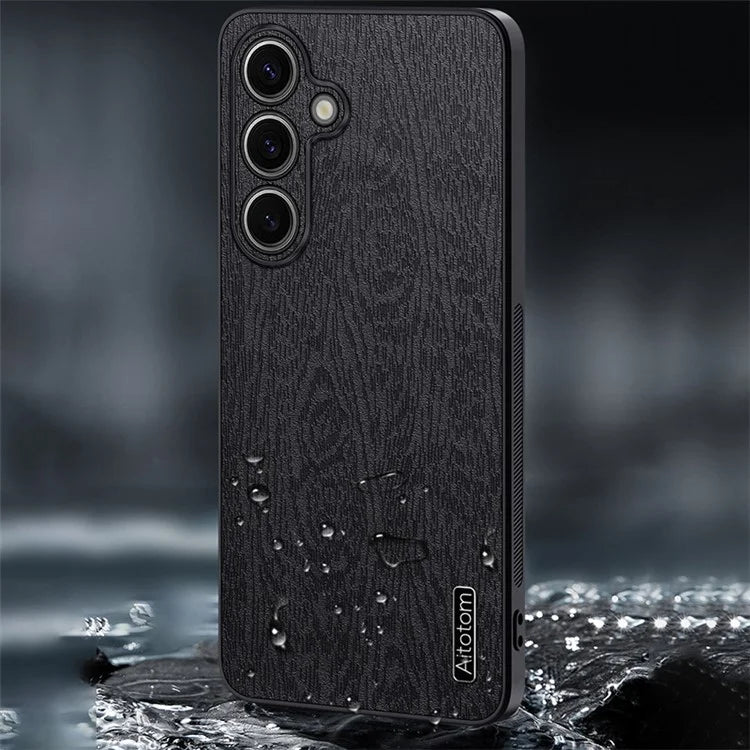 For Samsung Galaxy S24+ Case Wood Grain Shockproof Phone Cover