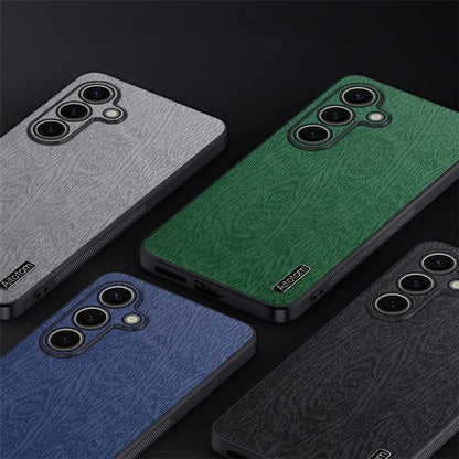 For Samsung Galaxy S24+ Case Wood Grain Shockproof Phone Cover
