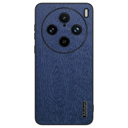 For vivo X100 Pro 5G Case Wood Grain PU+PC+TPU Shockproof Phone Cover