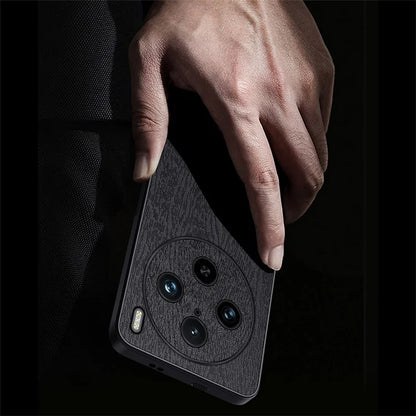 For vivo X100 Pro 5G Case Wood Grain PU+PC+TPU Shockproof Phone Cover