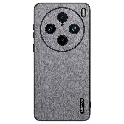 For vivo X100 Pro 5G Case Wood Grain PU+PC+TPU Shockproof Phone Cover