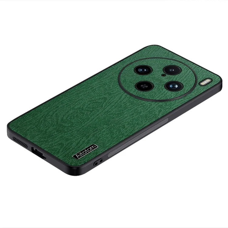 For vivo X100 Pro 5G Case Wood Grain PU+PC+TPU Shockproof Phone Cover