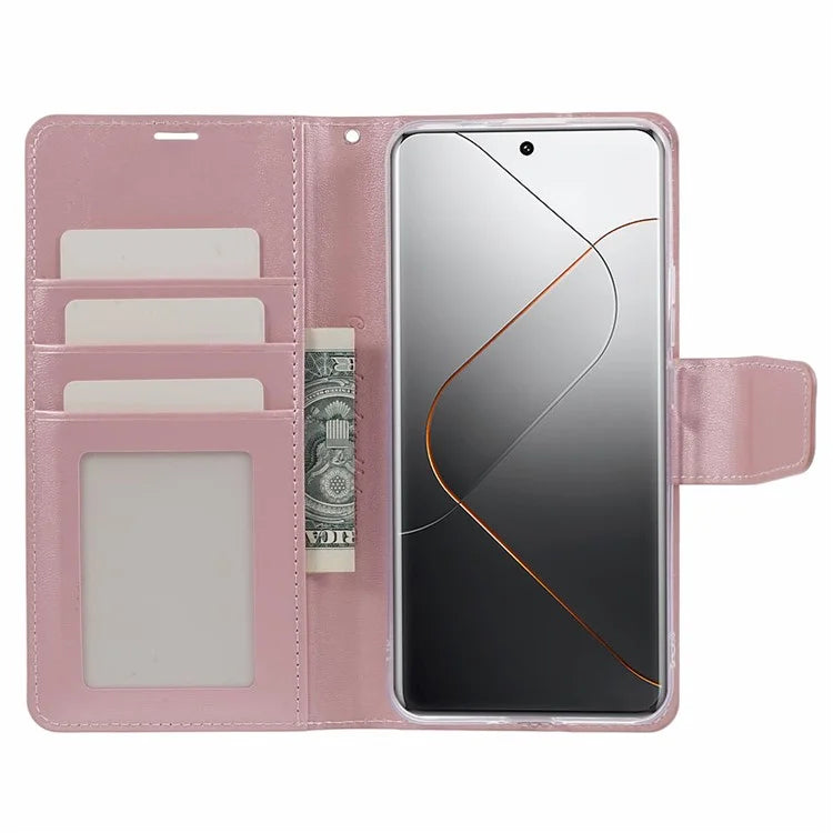 HANMAN Mill Series Cell Phone Cover for Xiaomi 14 Pro Case Phone Shell PU Leather Wallet