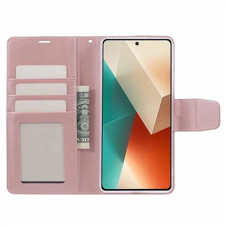 HANMAN Mill Series Phone Cover for Xiaomi Redmi Note 13 5G Case PU Leather Phone Shell Wallet