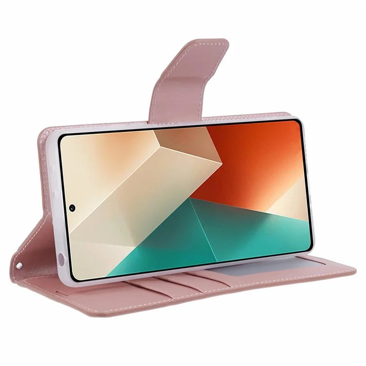 HANMAN Mill Series Phone Cover for Xiaomi Redmi Note 13 5G Case PU Leather Phone Shell Wallet