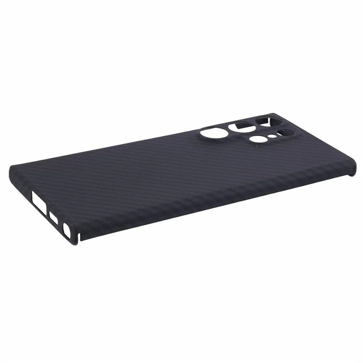 Aramid Fiber Case for Samsung Galaxy S24 Ultra Slim 1500D Carbon Fiber Texture Phone Cover, Black