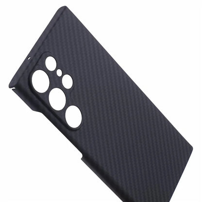 Aramid Fiber Case for Samsung Galaxy S24 Ultra Slim 1500D Carbon Fiber Texture Phone Cover, Black
