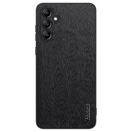For Samsung Galaxy A15 5G Cellphone Case Wood Grain PC+TPU+PU Back Protector Cover