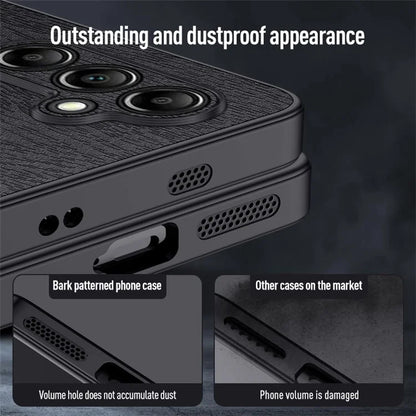 For Samsung Galaxy A15 5G Cellphone Case Wood Grain PC+TPU+PU Back Protector Cover