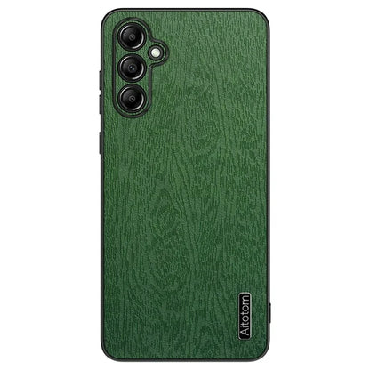 For Samsung Galaxy A15 5G Cellphone Case Wood Grain PC+TPU+PU Back Protector Cover