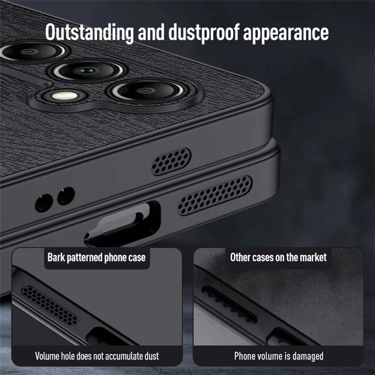 For Samsung Galaxy A15 5G Cellphone Case Wood Grain PC+TPU+PU Back Protector Cover