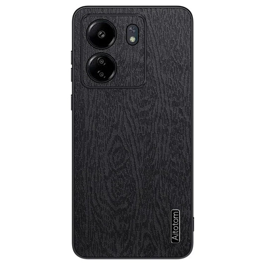 For Xiaomi Redmi 13C 4G / Poco C65 4G Wood Texture PU Leather Coated PC+TPU Cell Phone Case