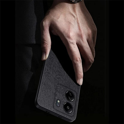 For Xiaomi Redmi 13C 4G / Poco C65 4G Wood Texture PU Leather Coated PC+TPU Cell Phone Case