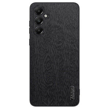 For Samsung Galaxy A05s 4G Cellphone Guard Case Wood Grain PC+TPU+PU Back Cover
