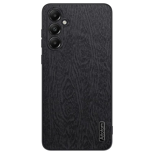 For Samsung Galaxy A05s 4G Cellphone Guard Case Wood Grain PC+TPU+PU Back Cover