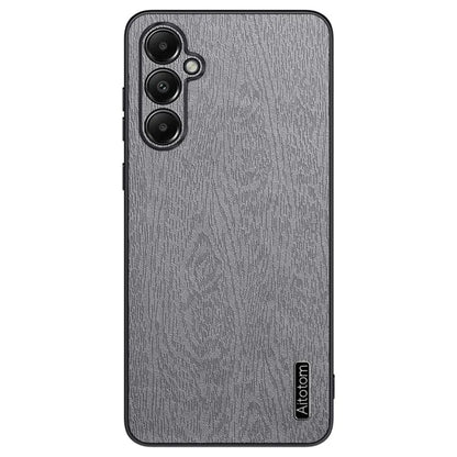 For Samsung Galaxy A05s 4G Cellphone Guard Case Wood Grain PC+TPU+PU Back Cover