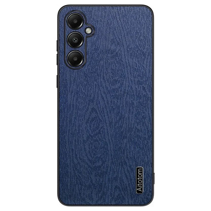 For Samsung Galaxy A05s 4G Cellphone Guard Case Wood Grain PC+TPU+PU Back Cover
