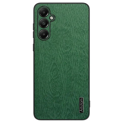 For Samsung Galaxy A05s 4G Cellphone Guard Case Wood Grain PC+TPU+PU Back Cover