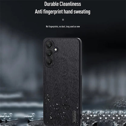 Back Shell for Samsung Galaxy A25 5G (Global) (161.0 x 76.5 x 8.3mm) Cover Wood Grain PU+PC+TPU Cell Phone Case