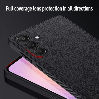 Back Shell for Samsung Galaxy A25 5G (Global) (161.0 x 76.5 x 8.3mm) Cover Wood Grain PU+PC+TPU Cell Phone Case