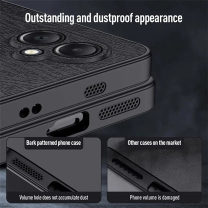 For Samsung Galaxy A05 4G Wood Texture PU Leather Coated PC+TPU Mobile Phone Back Case