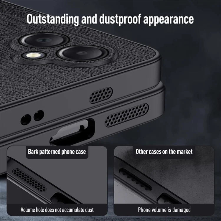 For Samsung Galaxy A05 4G Wood Texture PU Leather Coated PC+TPU Mobile Phone Back Case
