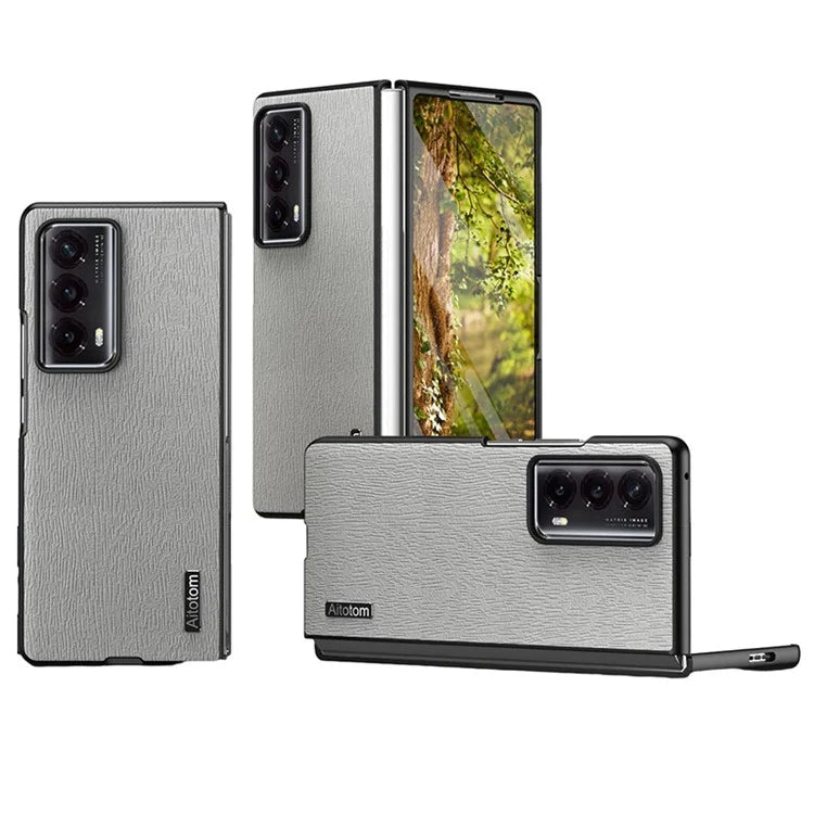 For Honor Magic Vs2 5G Phone Cover Wood Texture Design PU Leather Hybrid Case