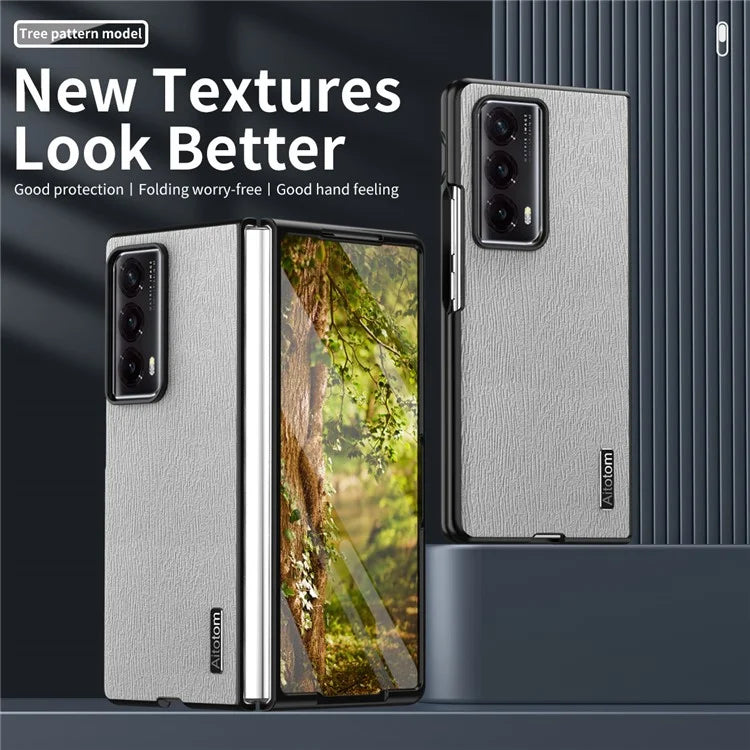 For Honor Magic Vs2 5G Phone Cover Wood Texture Design PU Leather Hybrid Case