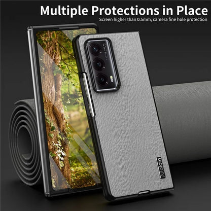 For Honor Magic Vs2 5G Phone Cover Wood Texture Design PU Leather Hybrid Case