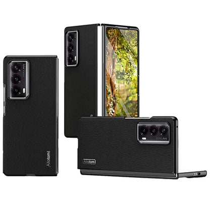 For Honor Magic Vs2 5G Phone Cover Wood Texture Design PU Leather Hybrid Case