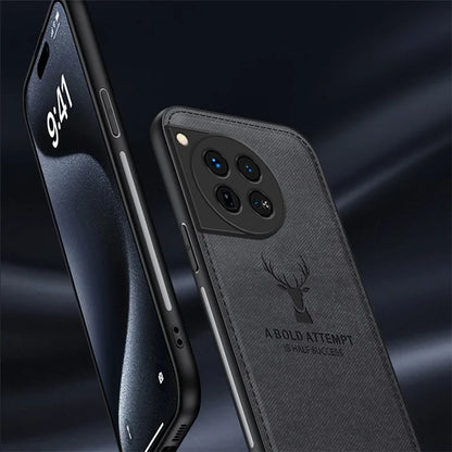 For OnePlus 12 5G Deer Pattern Case Cloth Texture TPU+PC+PU Leather Phone Cover