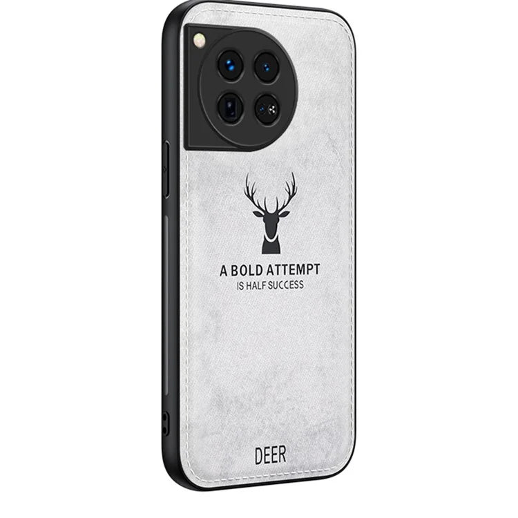 For OnePlus 12 5G Deer Pattern Case Cloth Texture TPU+PC+PU Leather Phone Cover
