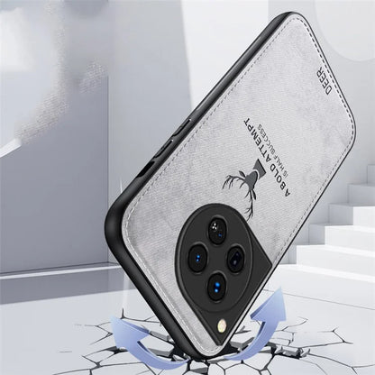 For OnePlus 12 5G Deer Pattern Case Cloth Texture TPU+PC+PU Leather Phone Cover