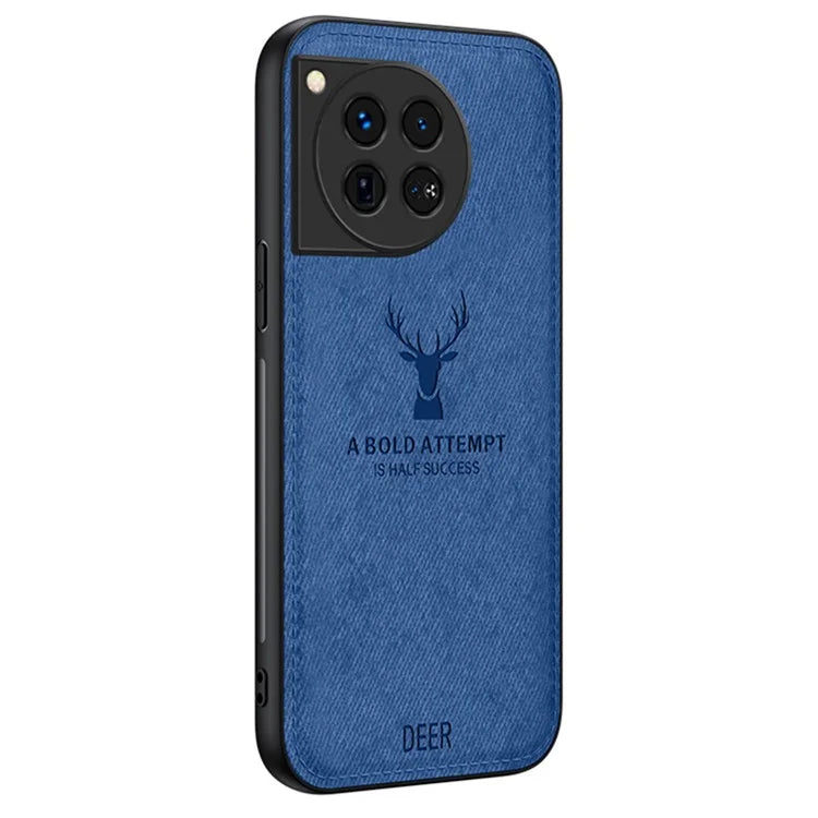For OnePlus 12 5G Deer Pattern Case Cloth Texture TPU+PC+PU Leather Phone Cover