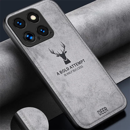 For Xiaomi 14 Pro Phone Case Cloth Texture Anti-Fingerprint Cover Sophisticated Deer