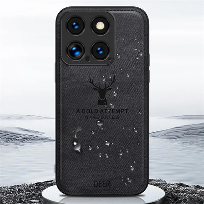 For Xiaomi 14 Pro Phone Case Cloth Texture Anti-Fingerprint Cover Sophisticated Deer