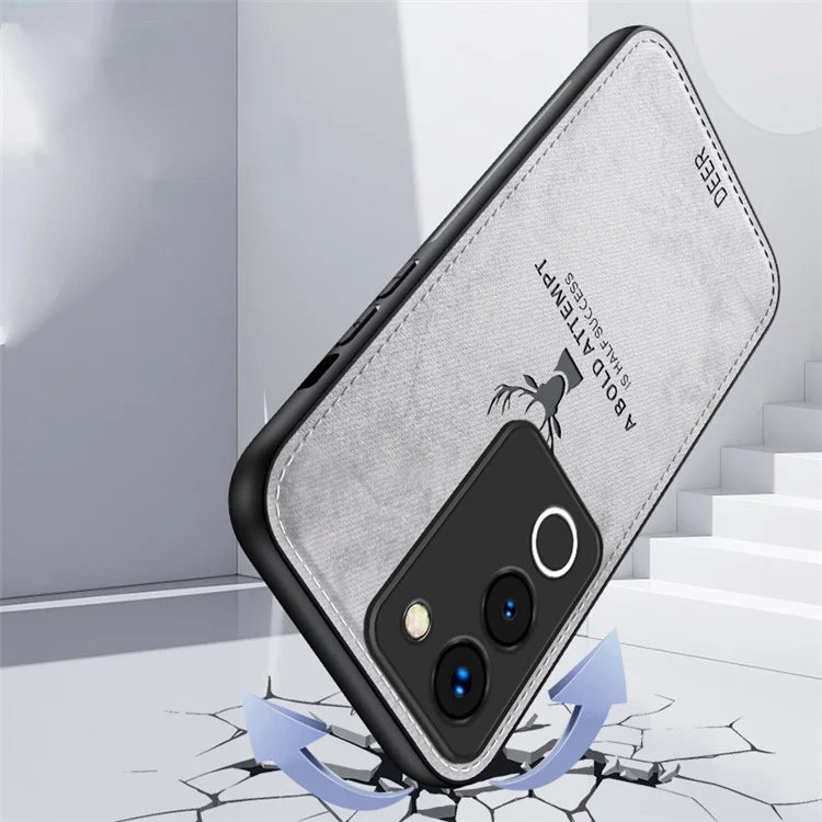 For vivo Y200 (India) 5G Modern Deer Imprinted Case TPU+PC+PU Leather Smartphone Cover