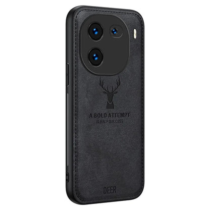 For vivo iQOO 12 5G Cloth Texture Case Deer Impressions Phone Cover