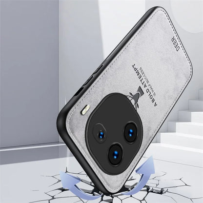 For vivo iQOO 12 5G Cloth Texture Case Deer Impressions Phone Cover