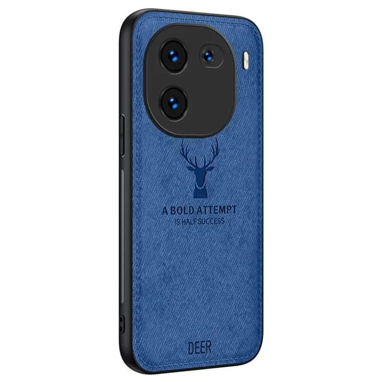 For vivo iQOO 12 5G Cloth Texture Case Deer Impressions Phone Cover