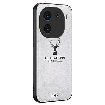 For vivo iQOO 12 5G Cloth Texture Case Deer Impressions Phone Cover