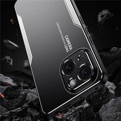 For iPhone 15 Plus Case Aluminium Alloy+TPU+PC Matte Finish Smart Phone Cover