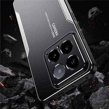 For Xiaomi 14 Case Aluminium Alloy+TPU+PC Honeycomb Holes Design Phone Guard Cover