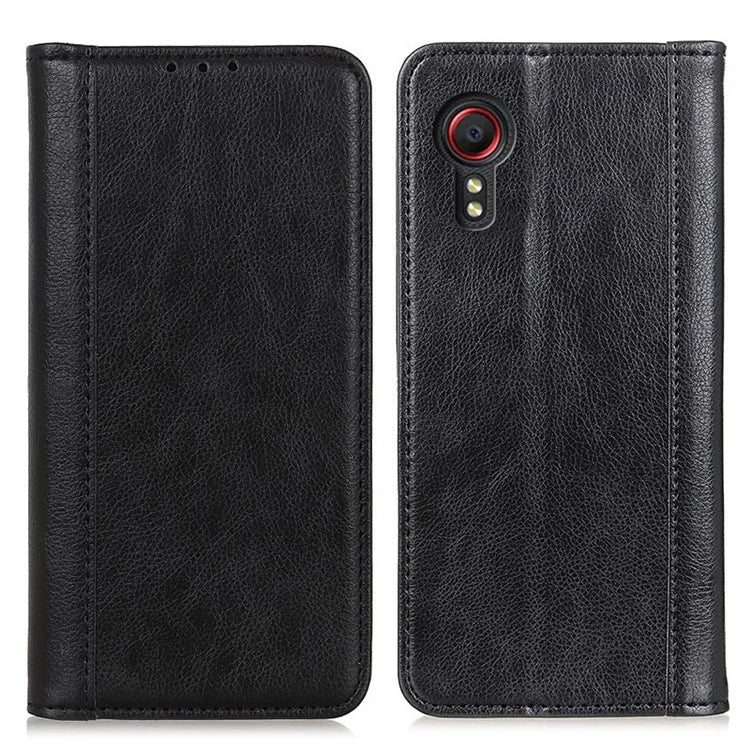 For Samsung Galaxy Xcover 7 Split Leather Case Litchi Texture Phone Wallet Cover