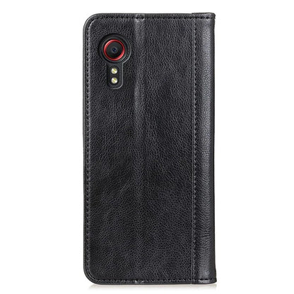 For Samsung Galaxy Xcover 7 Split Leather Case Litchi Texture Phone Wallet Cover
