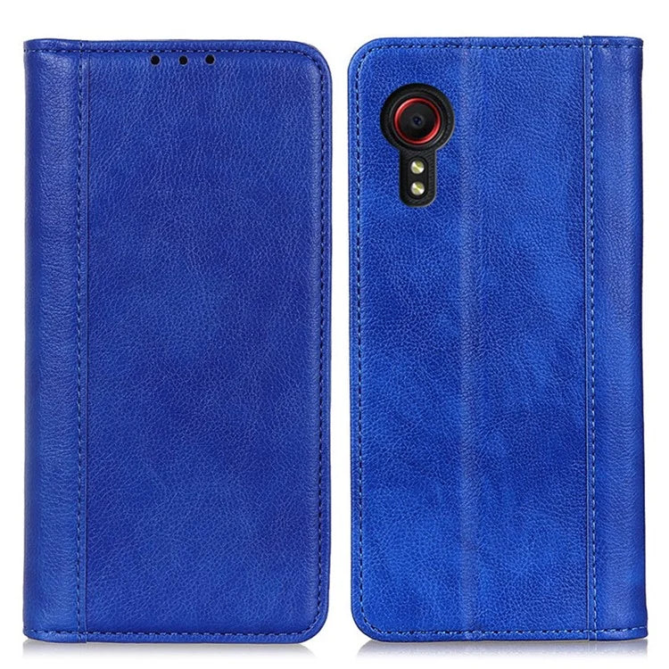For Samsung Galaxy Xcover 7 Split Leather Case Litchi Texture Phone Wallet Cover