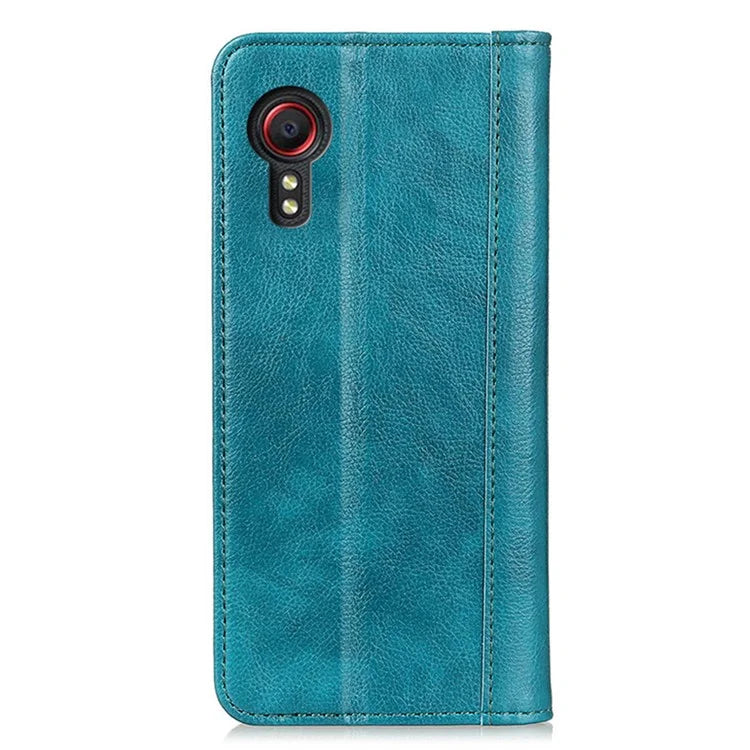 For Samsung Galaxy Xcover 7 Split Leather Case Litchi Texture Phone Wallet Cover