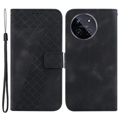 For Realme 11 4G (159.9x73.3x7.95mm) Leather Case Wallet Cover 7-Shape Pattern