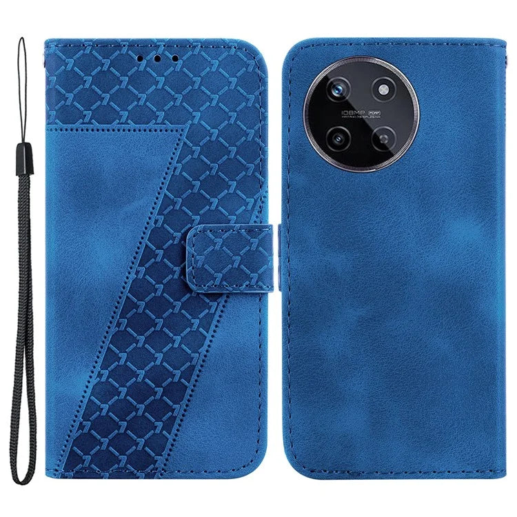For Realme 11 4G (159.9x73.3x7.95mm) Leather Case Wallet Cover 7-Shape Pattern