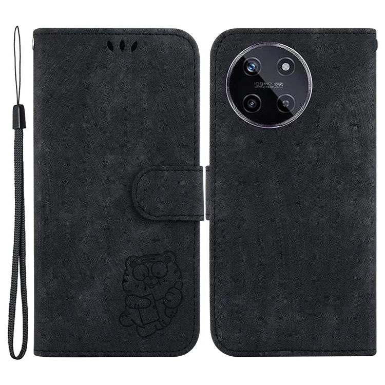 For Realme 11 4G (159.9x73.3x7.95mm) Phone Case Wallet Cover Tiger Pattern Imprinted